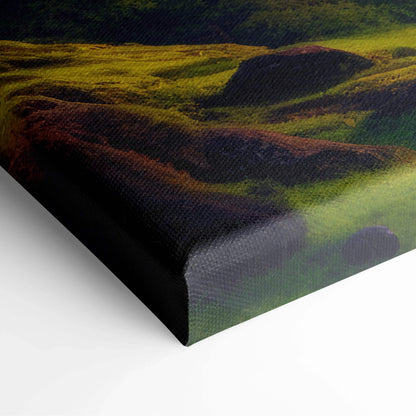 Elysium Aloft floating island canvas wall art with temples and waterfalls