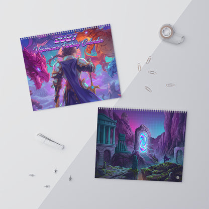 2027 Vaporwave Fantasy Wall Calendar – Dreamlike Retro Futuristic Artwork
