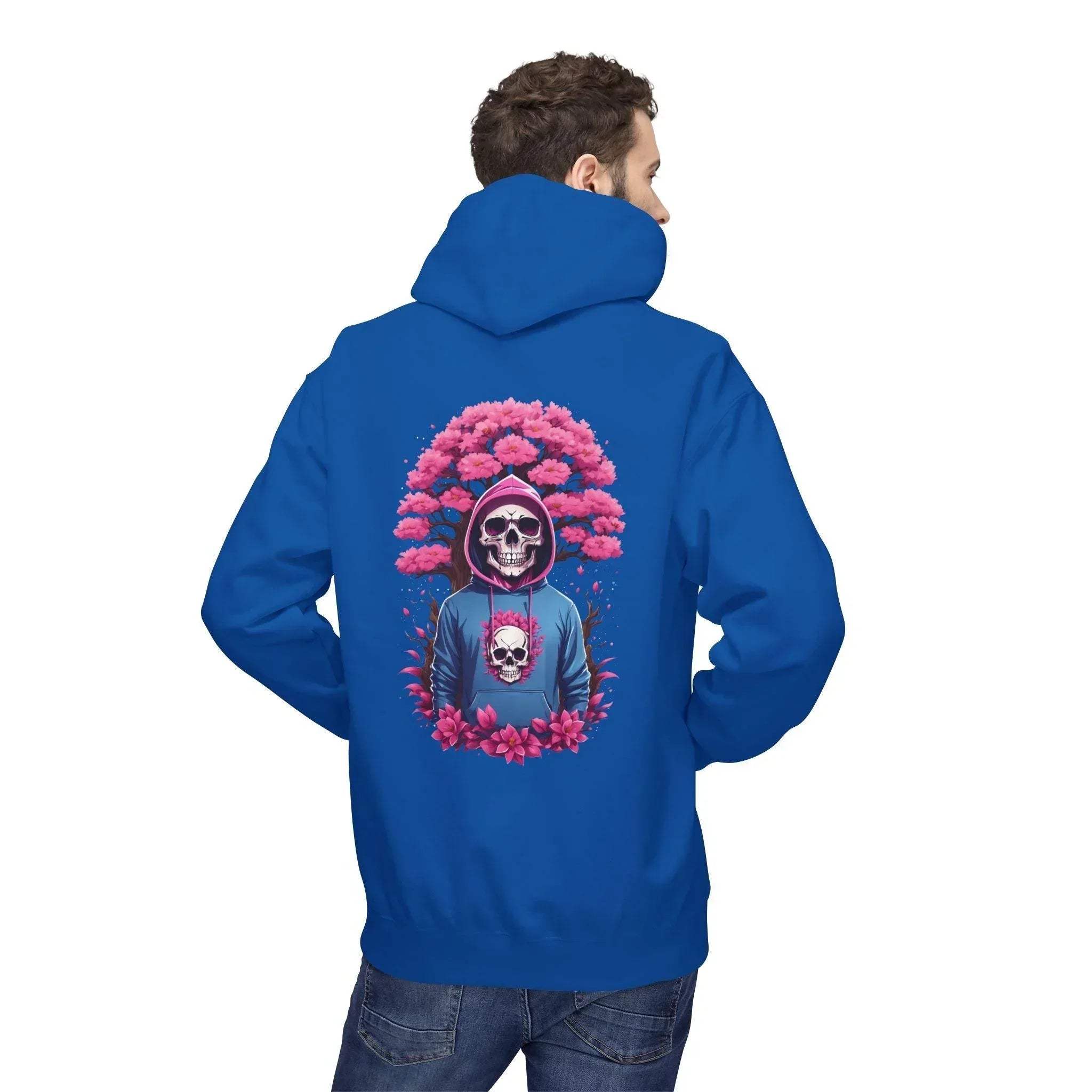 Cozy Chic Skull & Pink Floral Fleece Hoodie