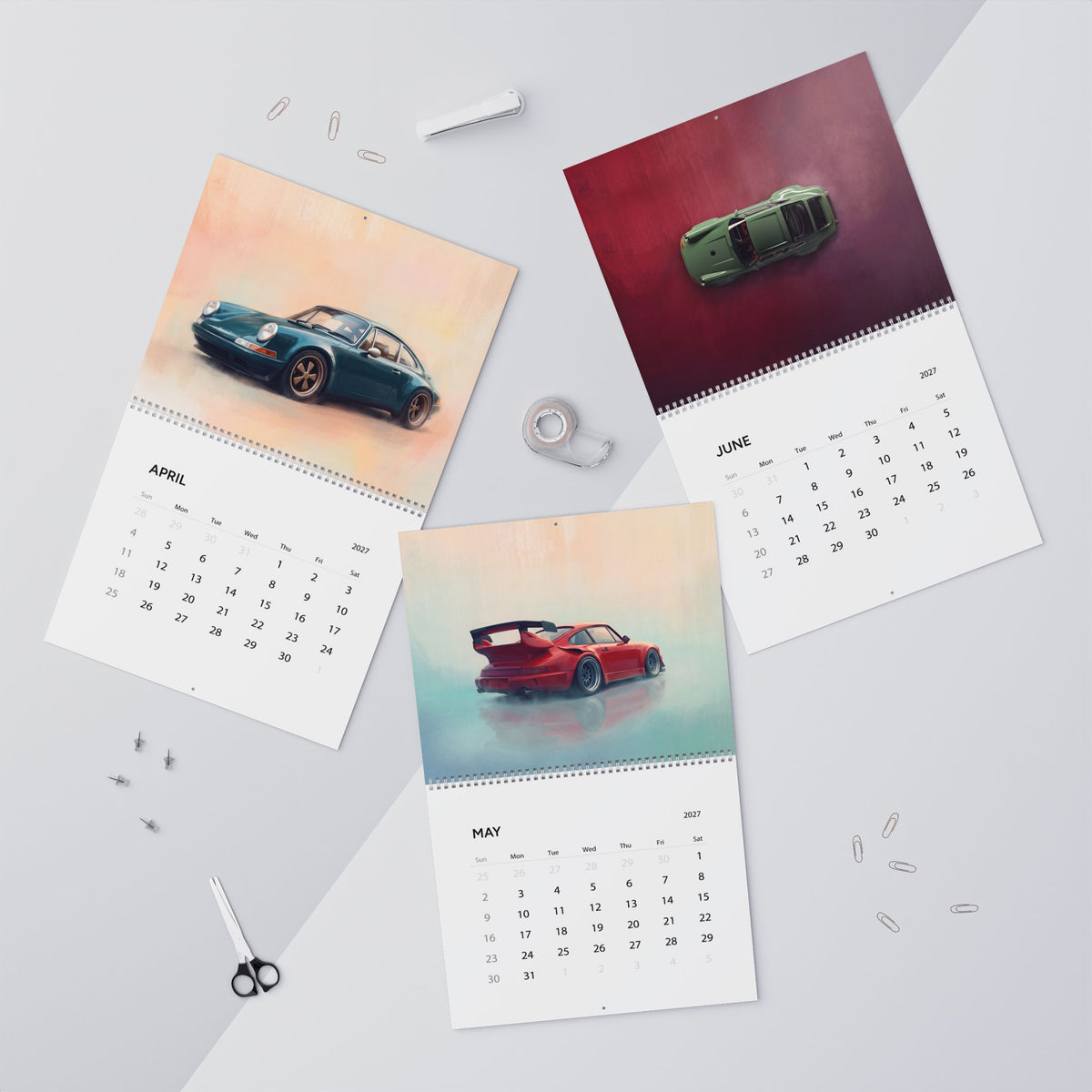 2027 Classic Porsche Inspired Artwork Calendar | Porsche 911 Inspired Wall Calendar