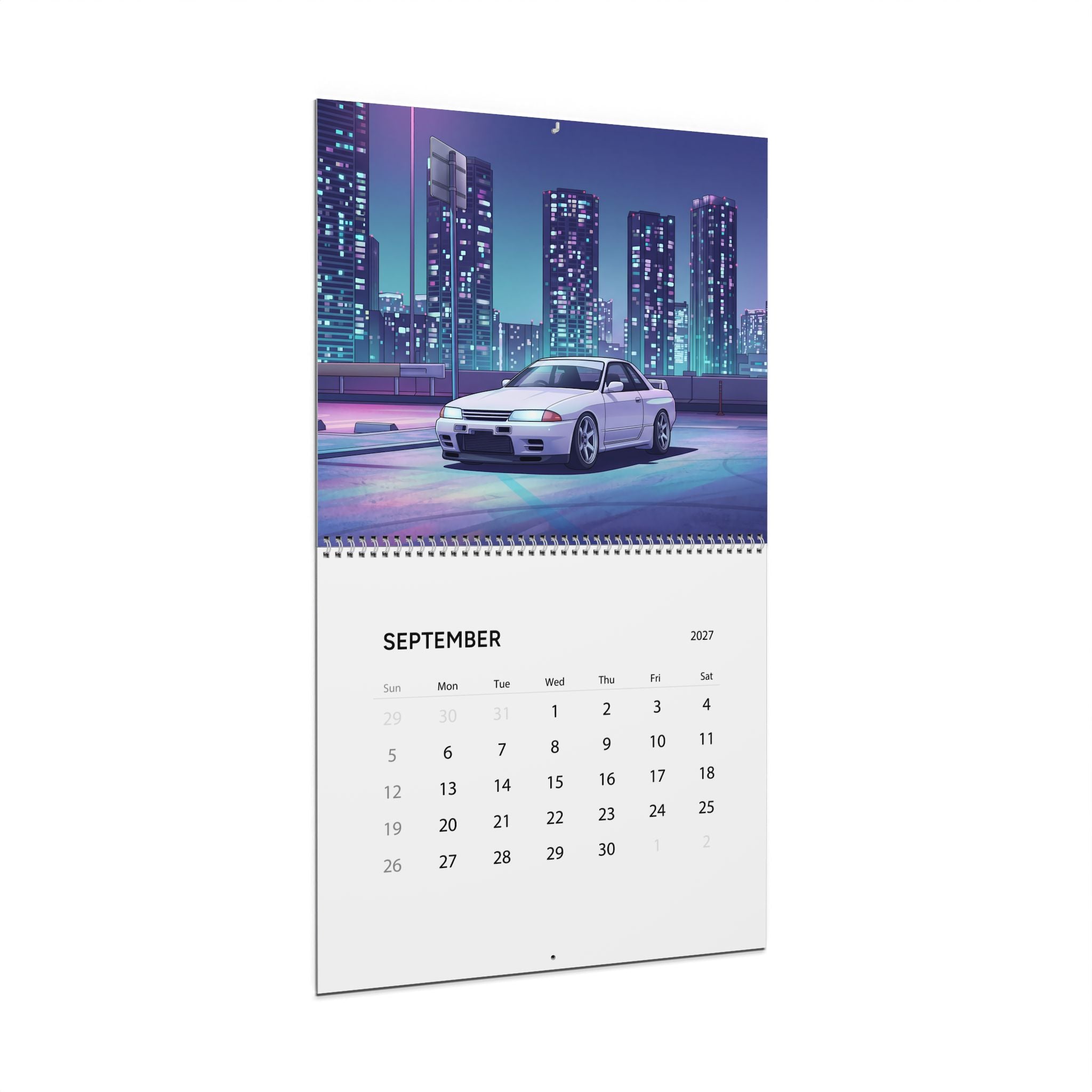 2027 Nissan GT-R Inspired Vaporwave Wall Calendar – Japanese Performance Car & Retro Neon Artwork Collection