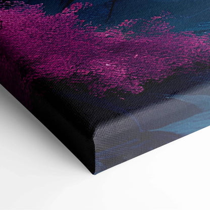 Moonlit mountain peak with cascading falls in pink blossoms nightscape canvas art