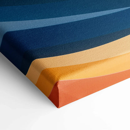 Dreamlike hills landscape canvas with navy to orange stripes