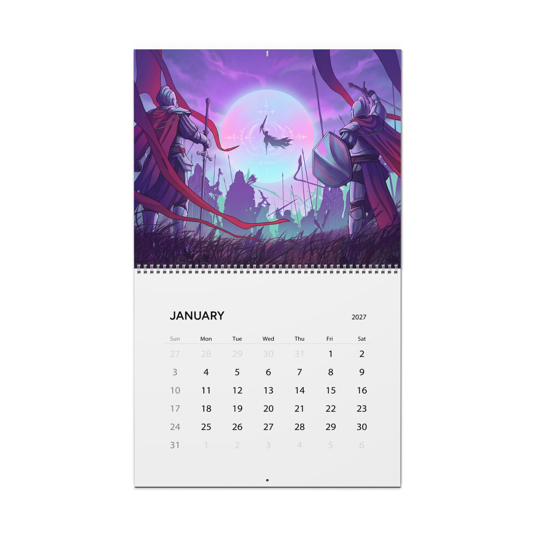 2027 Retro Futuristic Fantasy Wall Calendar – Vaporwave Neon Artwork Collection