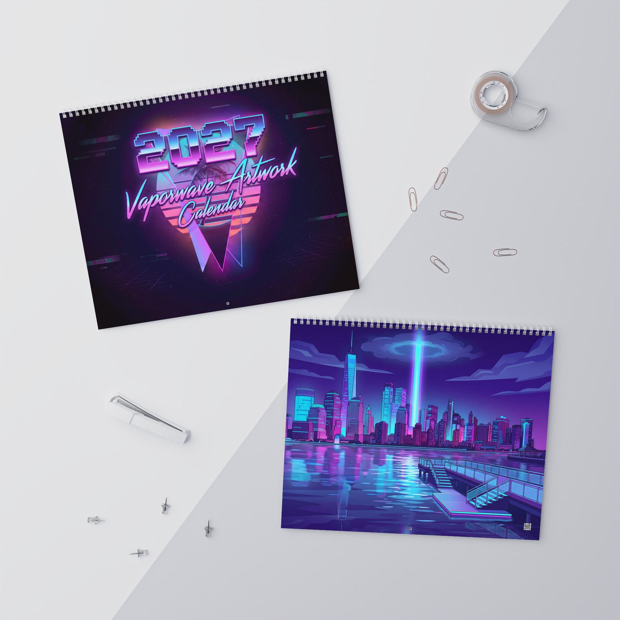 2027 Vaporwave Artwork Wall Calendar – Retro Futuristic Neon Art Collection