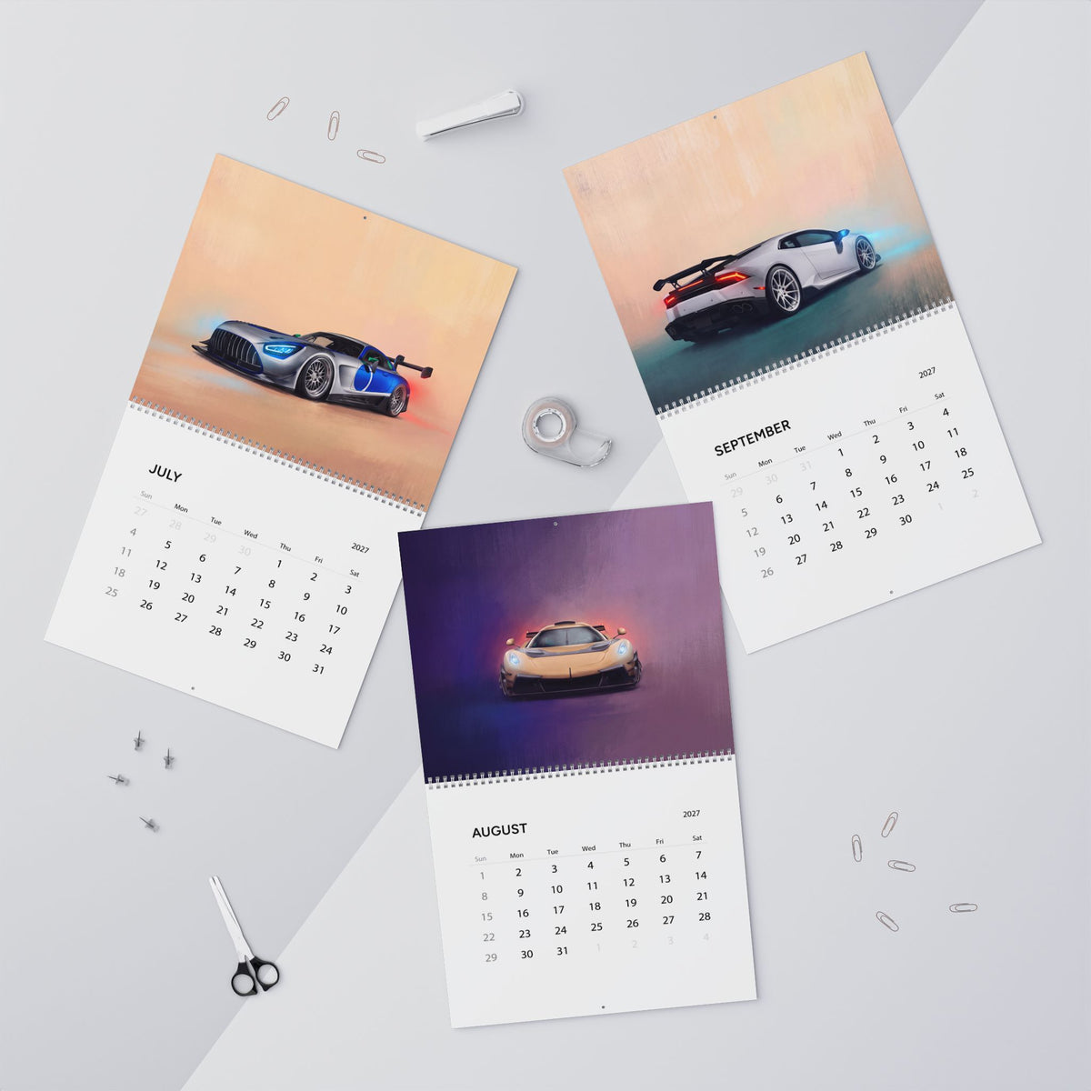 2027 Super Cars Artwork Calendar | Exotic Sports Car Wall Calendar
