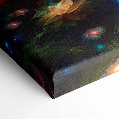 Visionary Landscape canvas print of dreamlike meadow by calm river under cosmic sky
