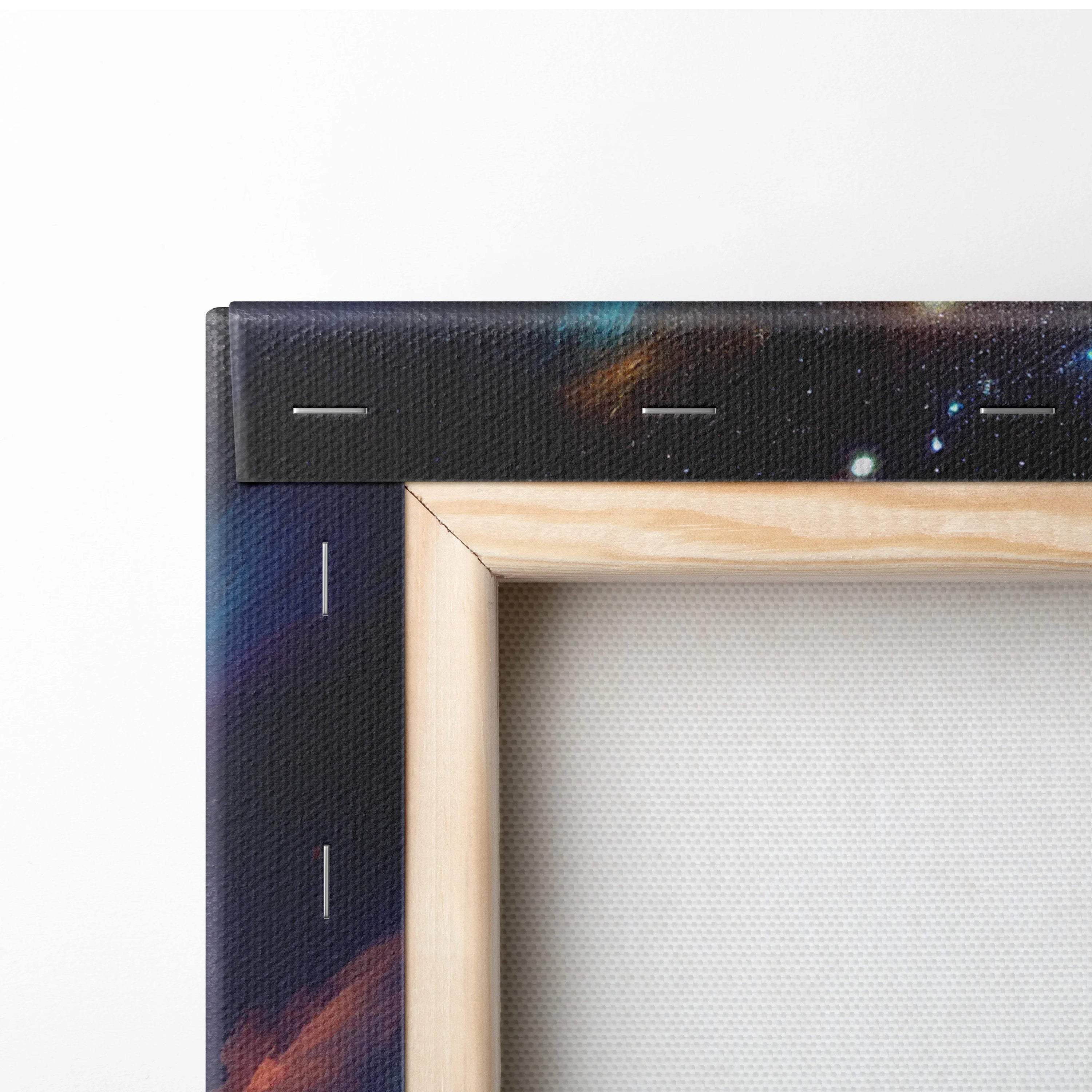 Light wood frame with cosmic meadow river canvas wall art