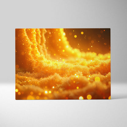 Golden River of Light canvas wall art with swirling bokeh glow