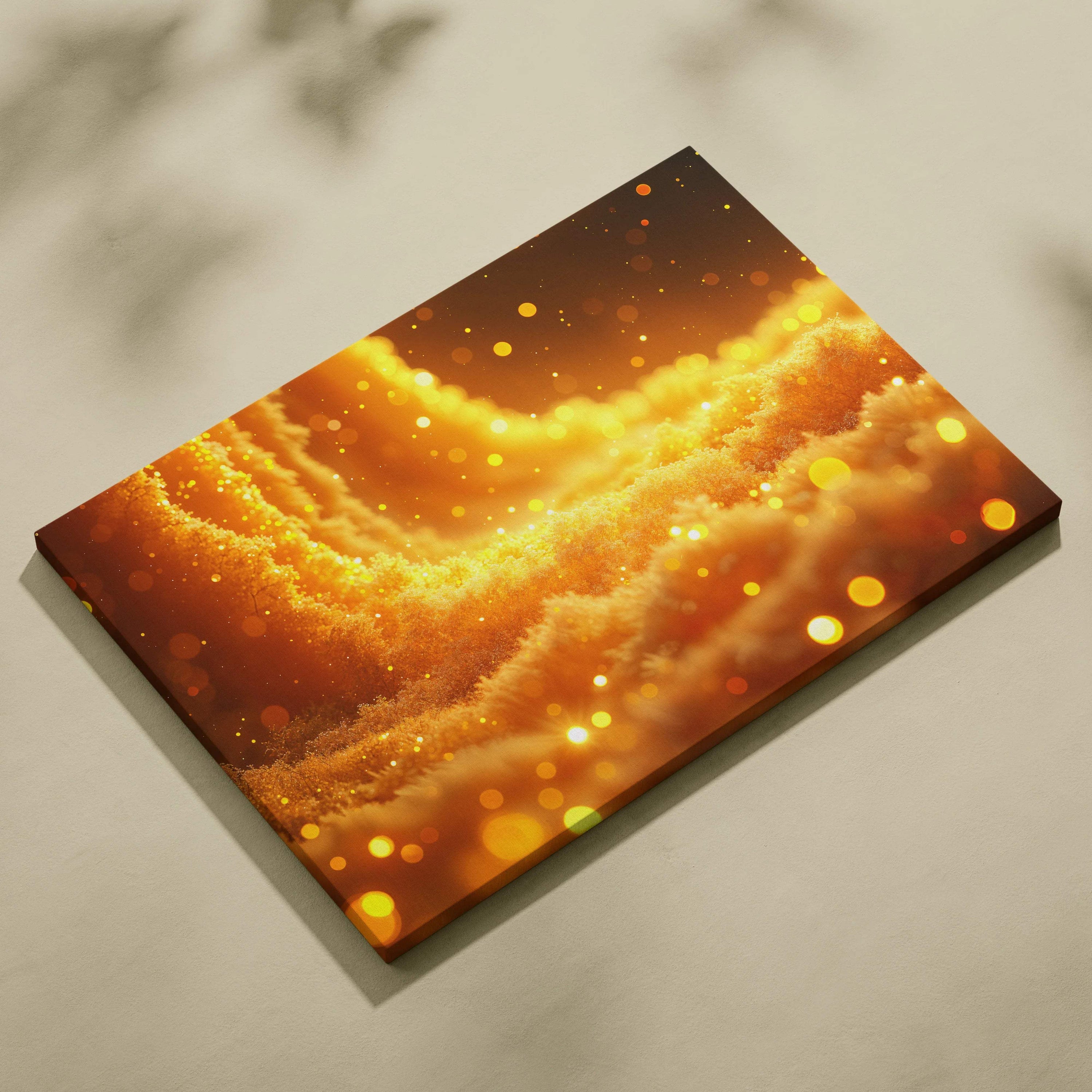 Golden River Of Light canvas print with swirling nebula in warm glow