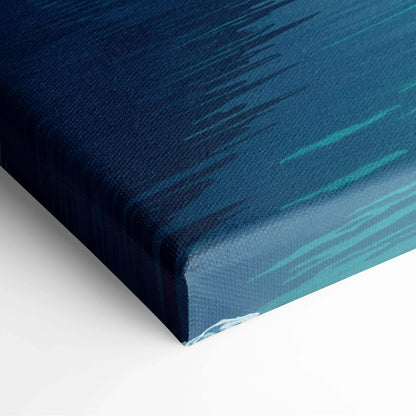 Textured navy blue teal abstract brushstrokes Aurora Borealis fjord canvas print