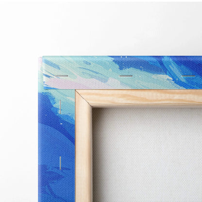 Ice Blue Dragon canvas wall art with blue teal watercolor design