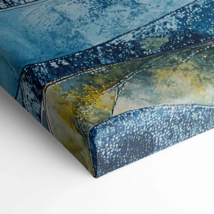 Blue green abstract textured watercolor canvas art by Throttle Designs