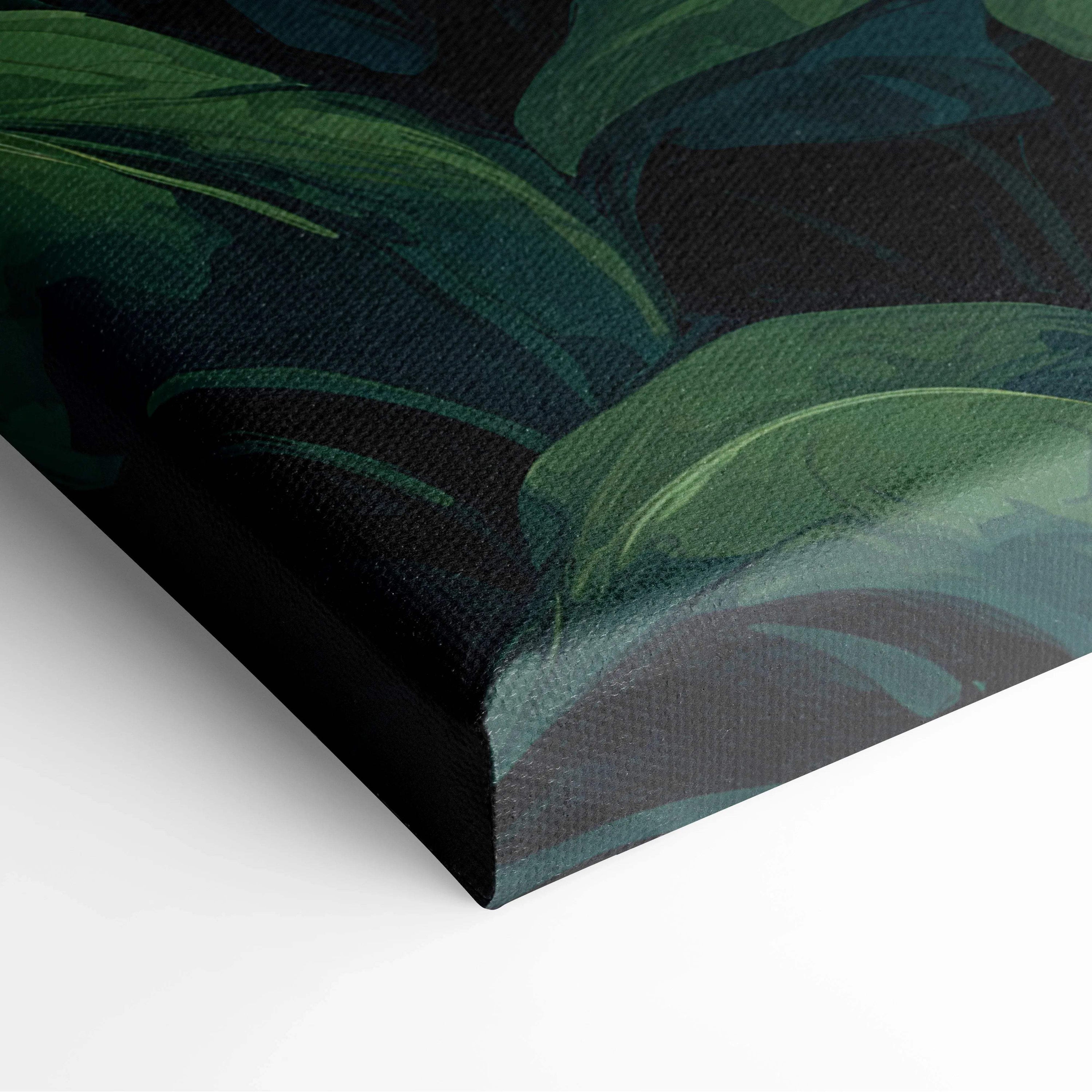 Visionary Landscape canvas print with lush emerald tropical leaves