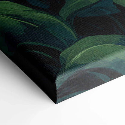 Visionary Landscape canvas print with lush emerald tropical leaves