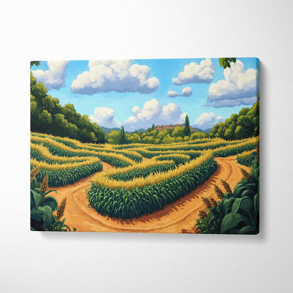 Visionary Landscape sunlit golden wheat fields corn maze canvas wall art