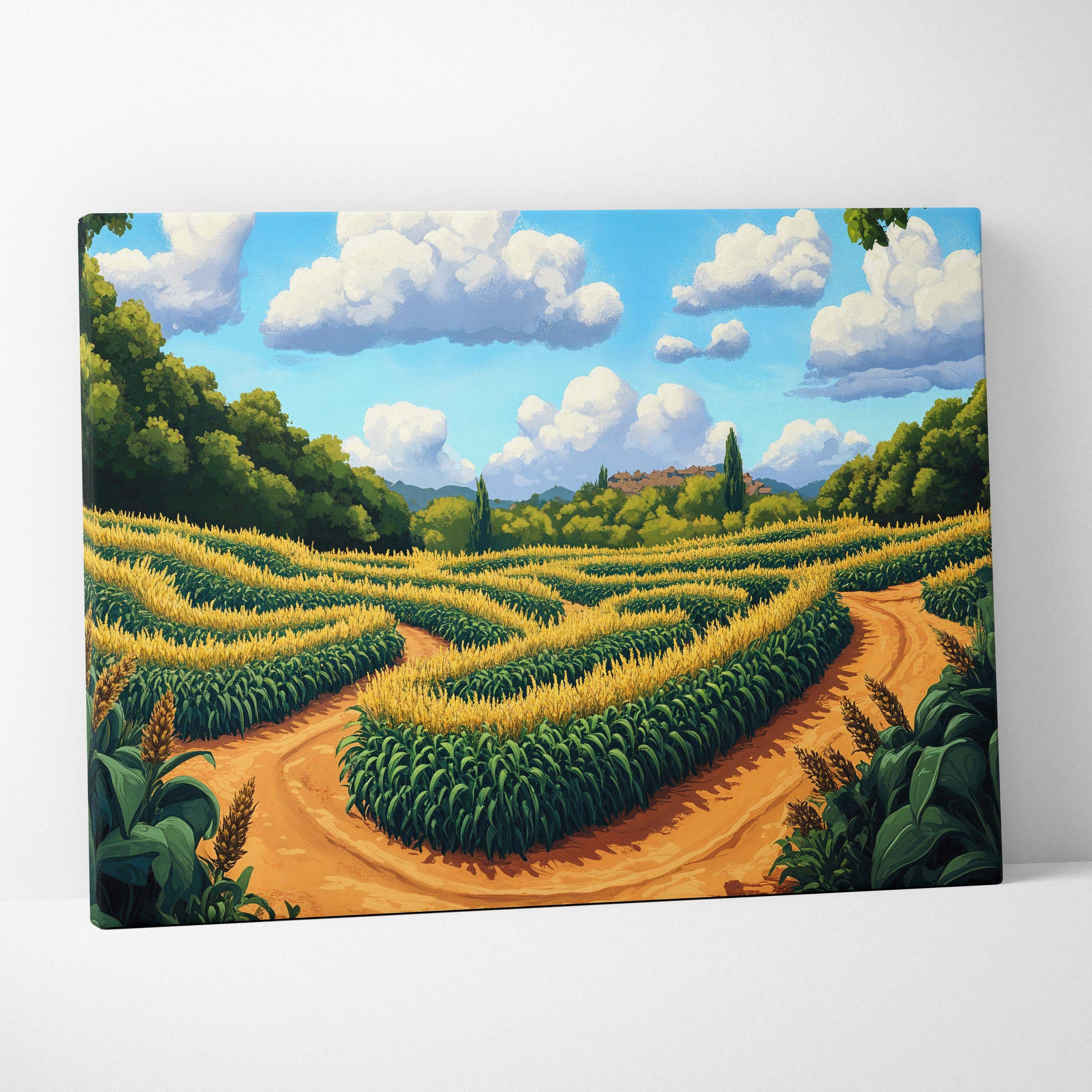Visionary Landscape sunlit golden wheat fields corn maze canvas wall art