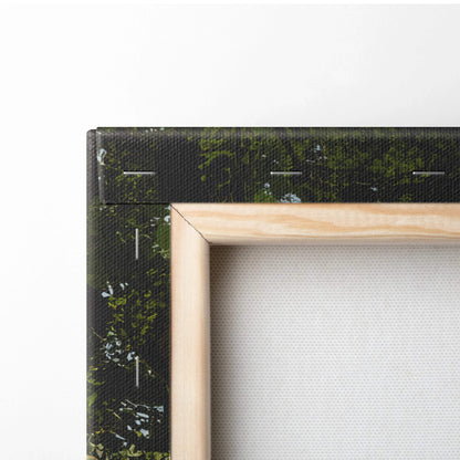 Light wooden frame with Romantic Garden Gala canvas of green foliage and white flowers