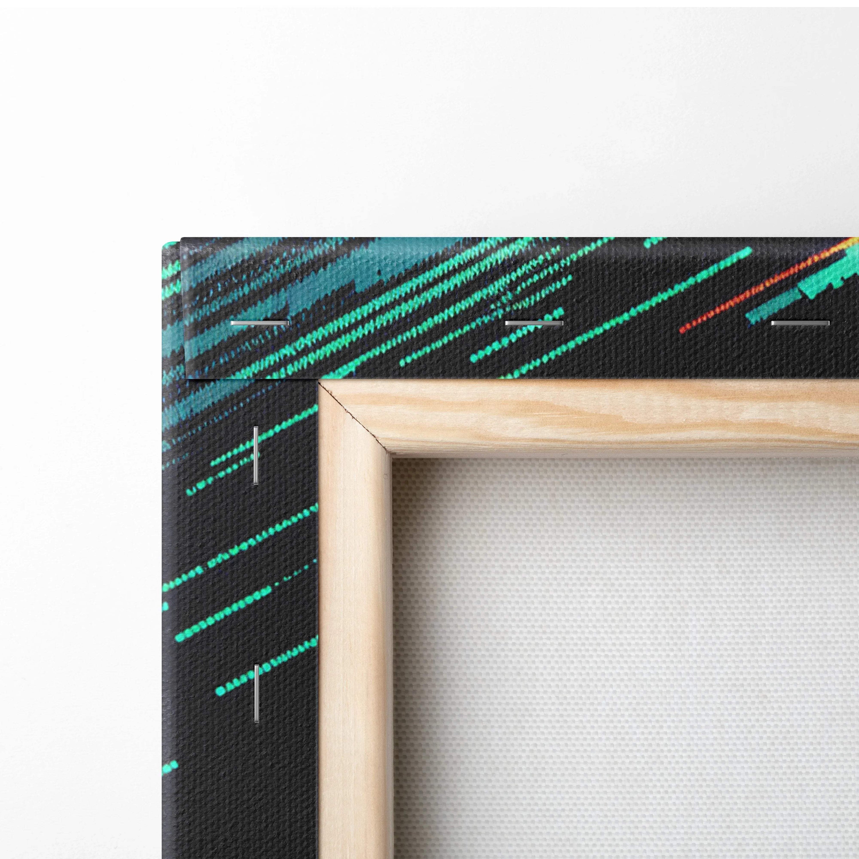 Meteor Streak Across Midnight Sky canvas art with teal forest silhouette