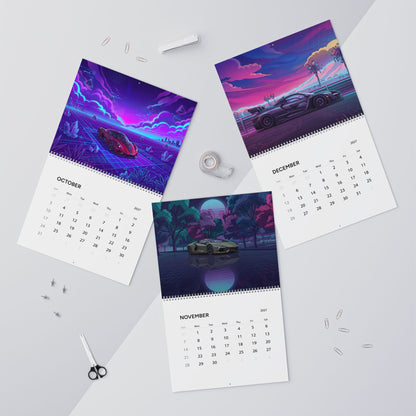 2027 Exotic Car Vaporwave Wall Calendar – High Performance Supercars & Neon Artwork Collection