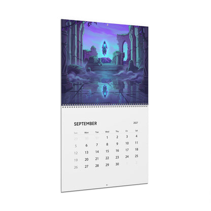 2027 Vaporwave Fantasy Wall Calendar – Colorful Neon Artwork & Dreamlike Fantasy Designs