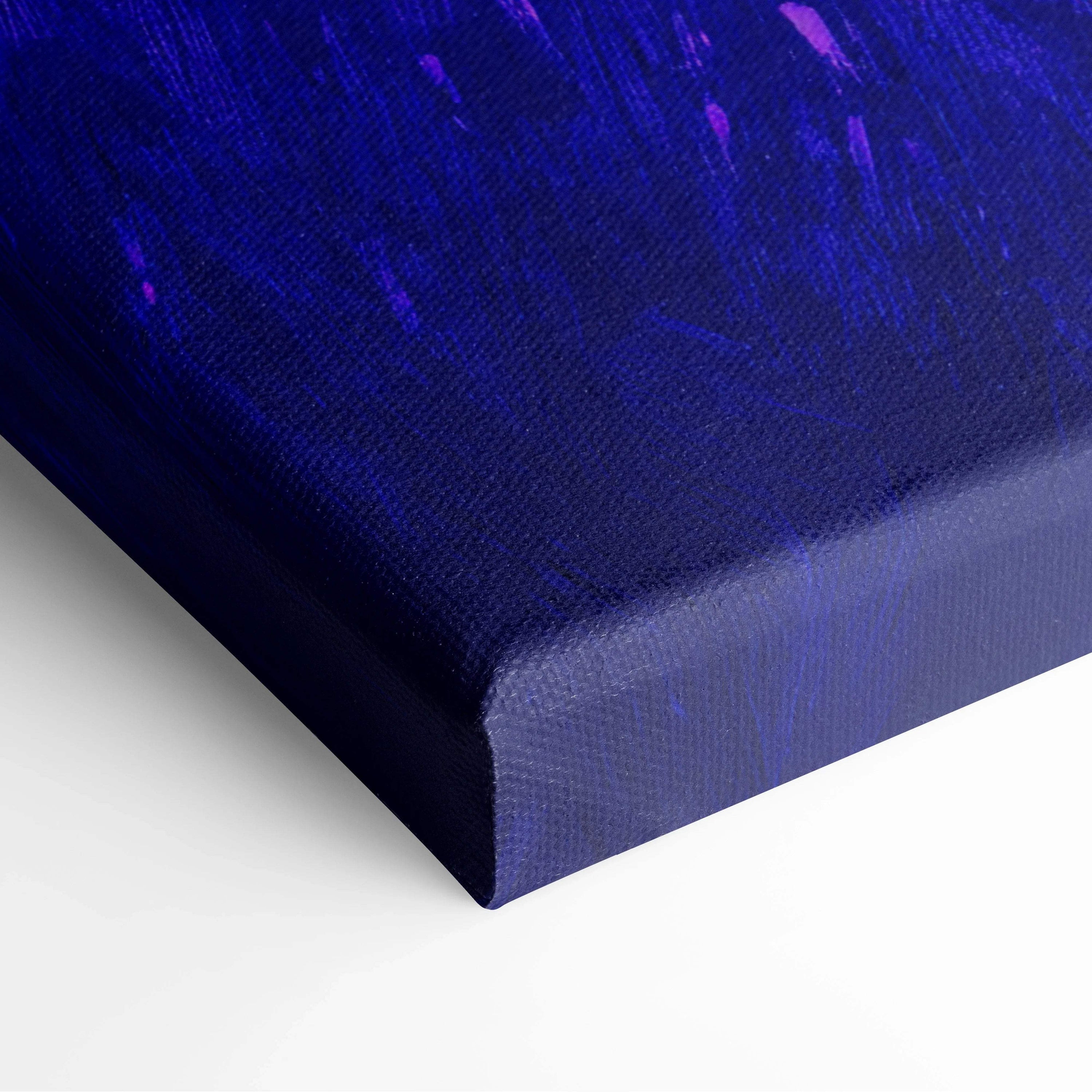 Impressionist lavender fields at dusk canvas art in deep blue violet indigo blush pink