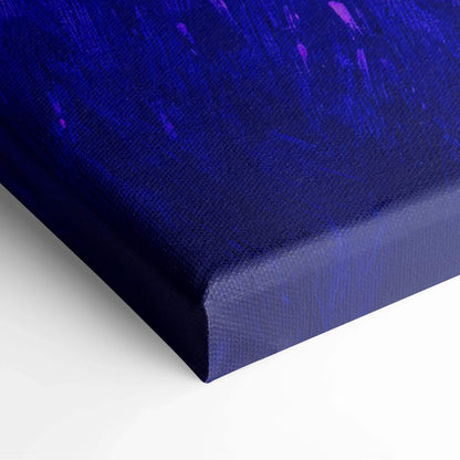 Impressionist lavender fields at dusk canvas art in deep blue violet indigo blush pink