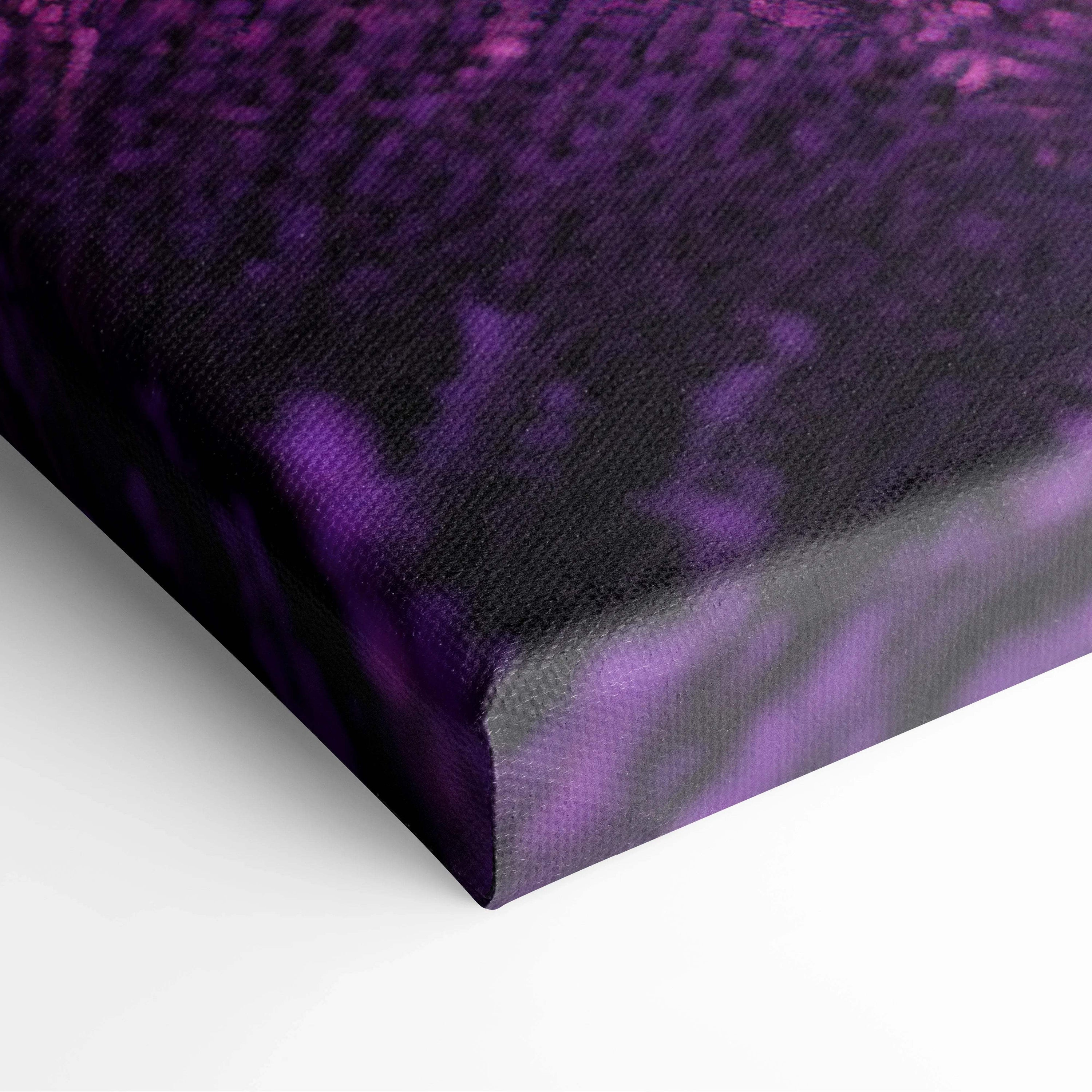 Purple black textured tie-dye abstract canvas in lavender mauve gold tones