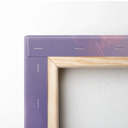 Purple textured canvas frame with light wood border, lilac violet hues
