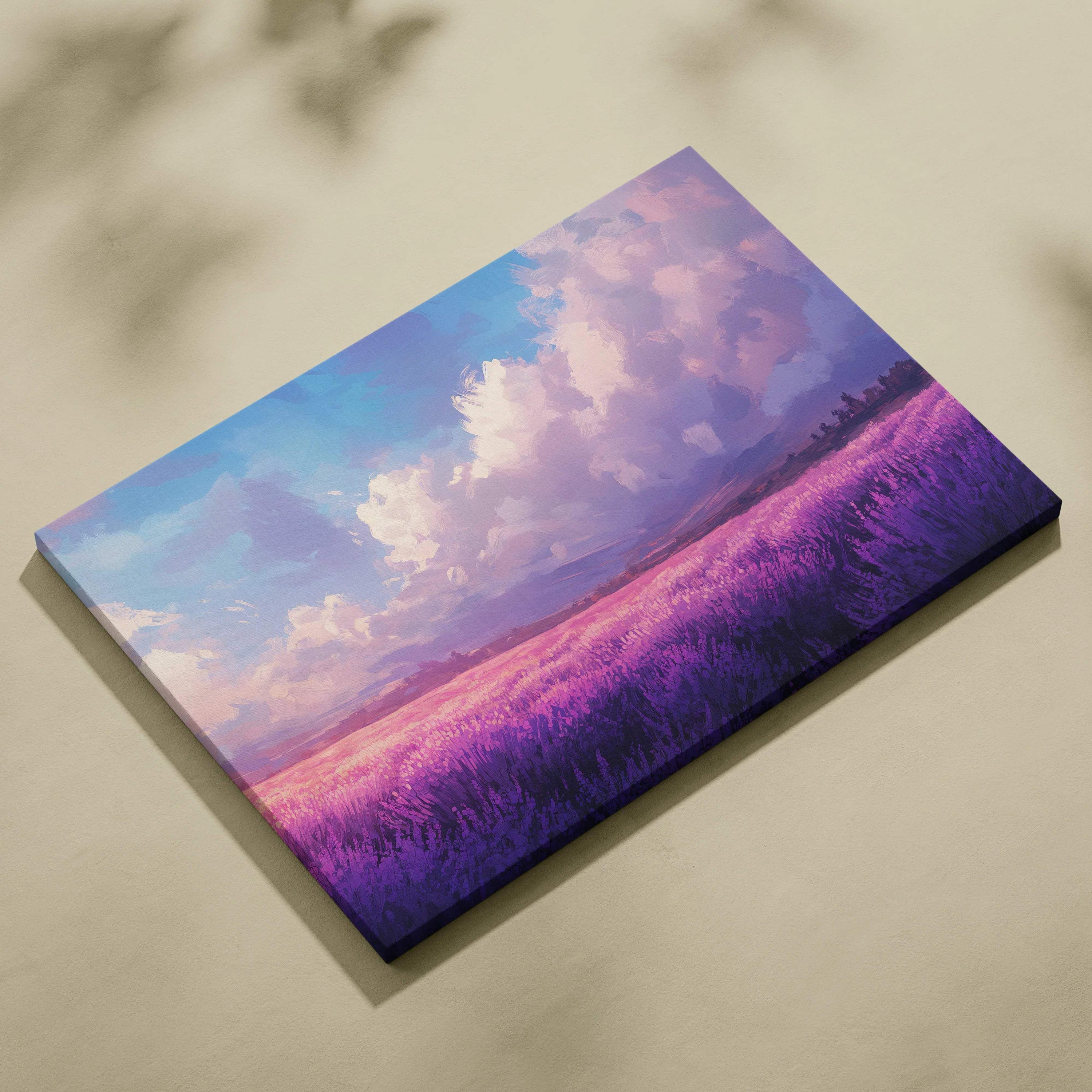 Lavender Horizon impressionist canvas print in lilac violet pink blue hues