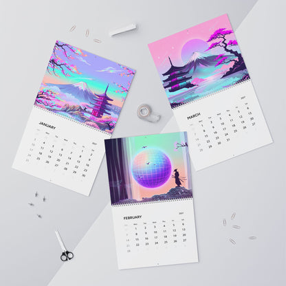 2027 Japanese Aesthetic Vaporwave Calendar – Retro Futuristic Neon Art & Japan Inspired Designs