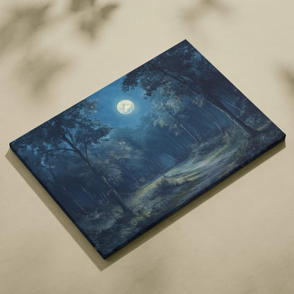 Moonpath Through The Woods moonlit forest path canvas art