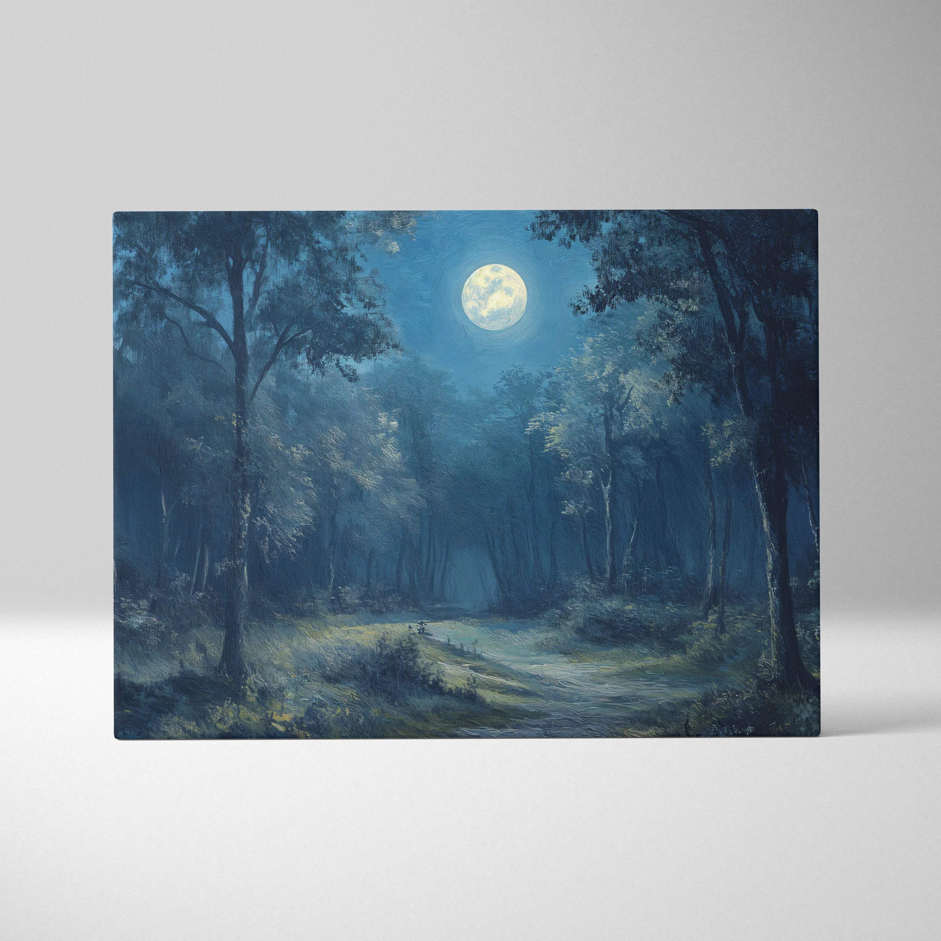 Moonpath Through The Woods moonlit forest path canvas wall art