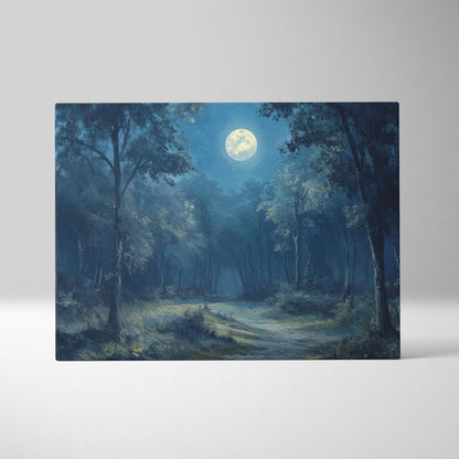 Moonpath Through The Woods moonlit forest path canvas wall art