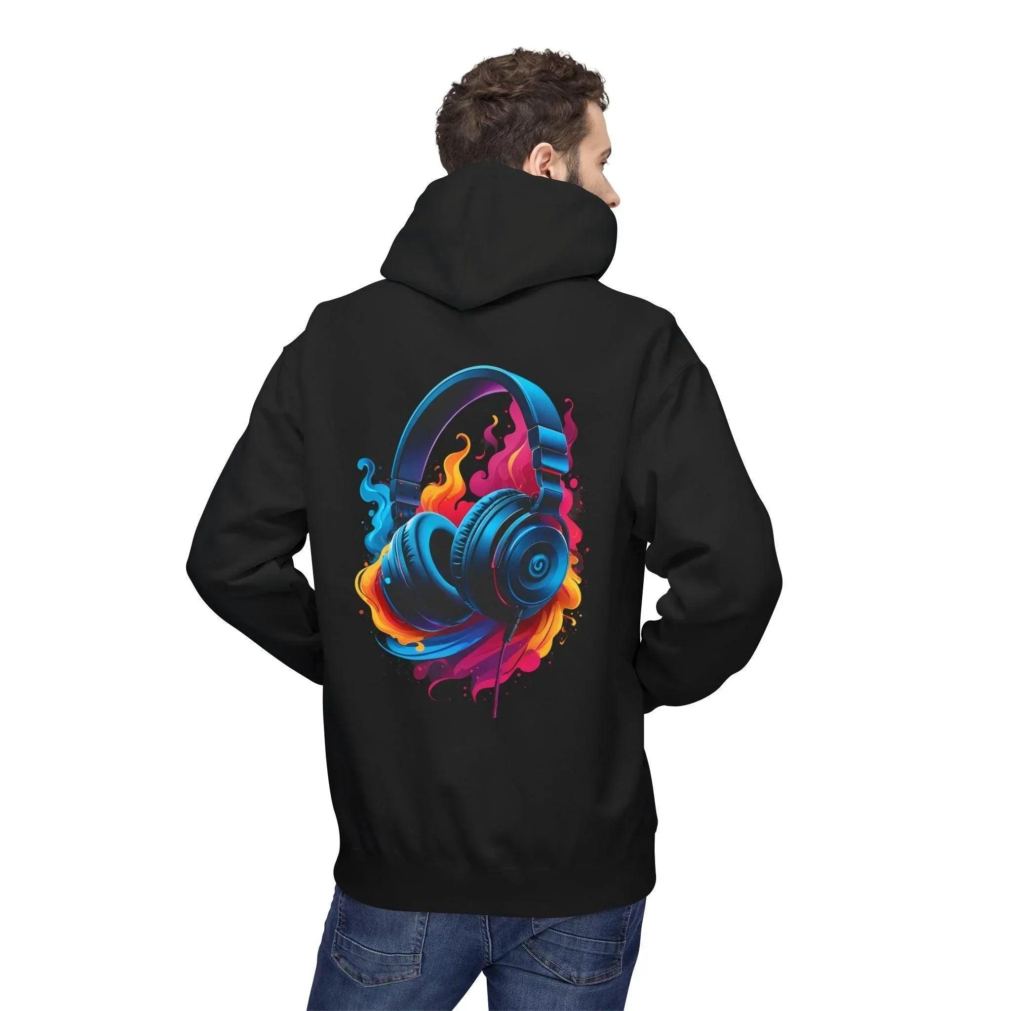 Artistic Vibes Fleece Hoodie with Headphone Design - Ultimate Comfort & Style