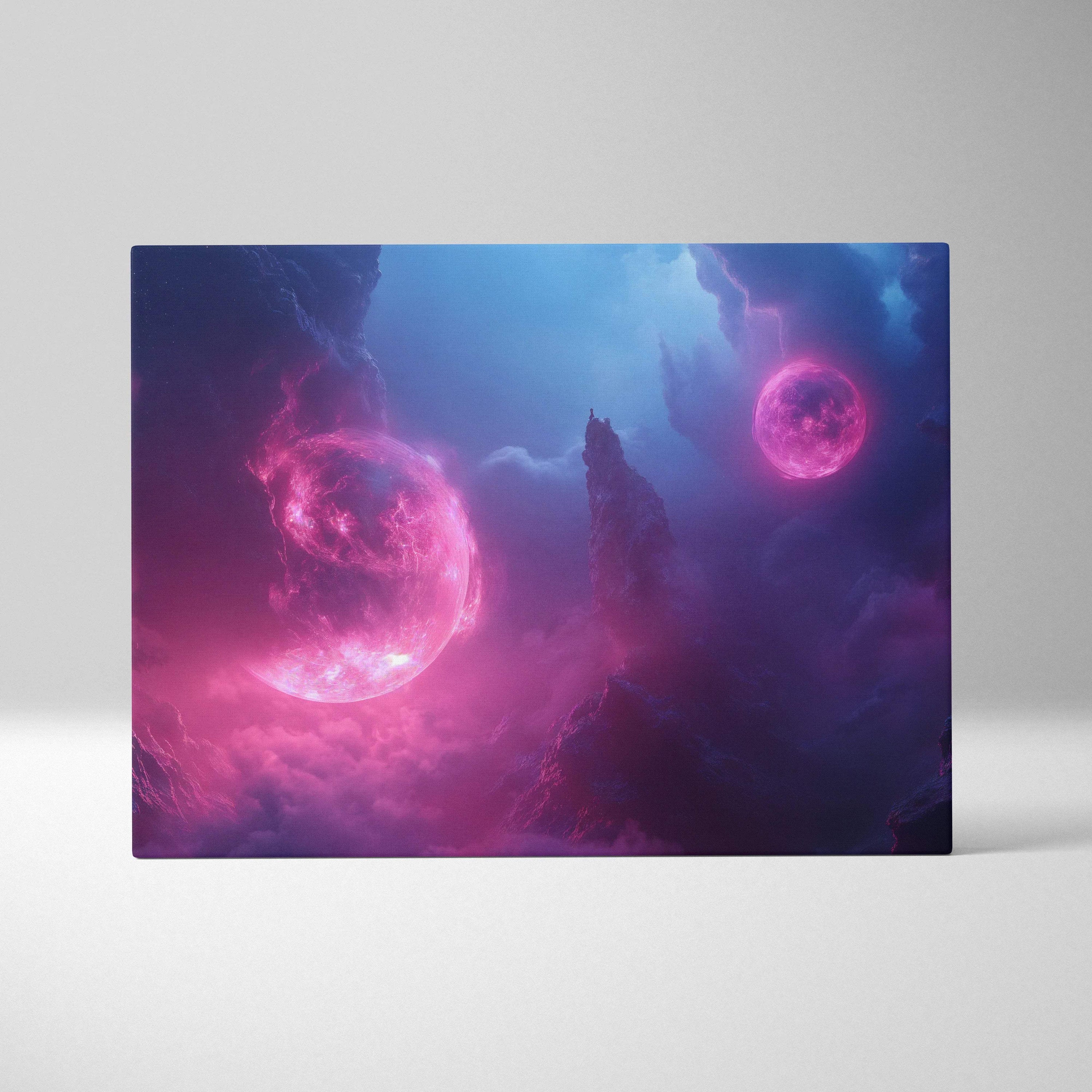 Twin Moons Of The Astral Divide surreal cosmic canvas print