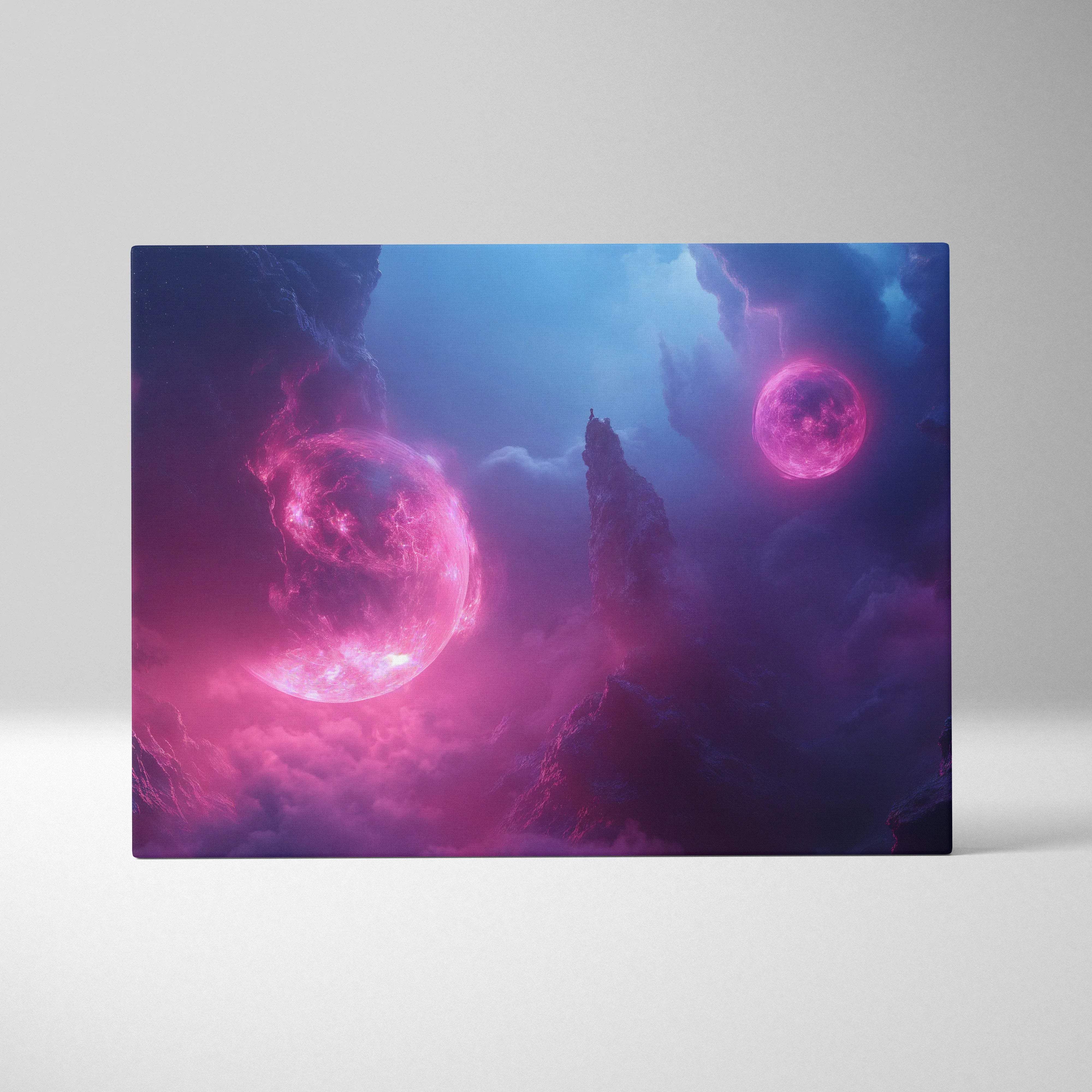 Twin Moons Of The Astral Divide surreal cosmic canvas print