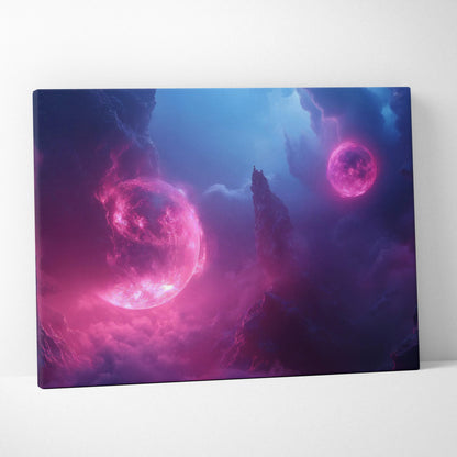 Twin Moons Of The Astral Divide surreal cosmic fantasy canvas print