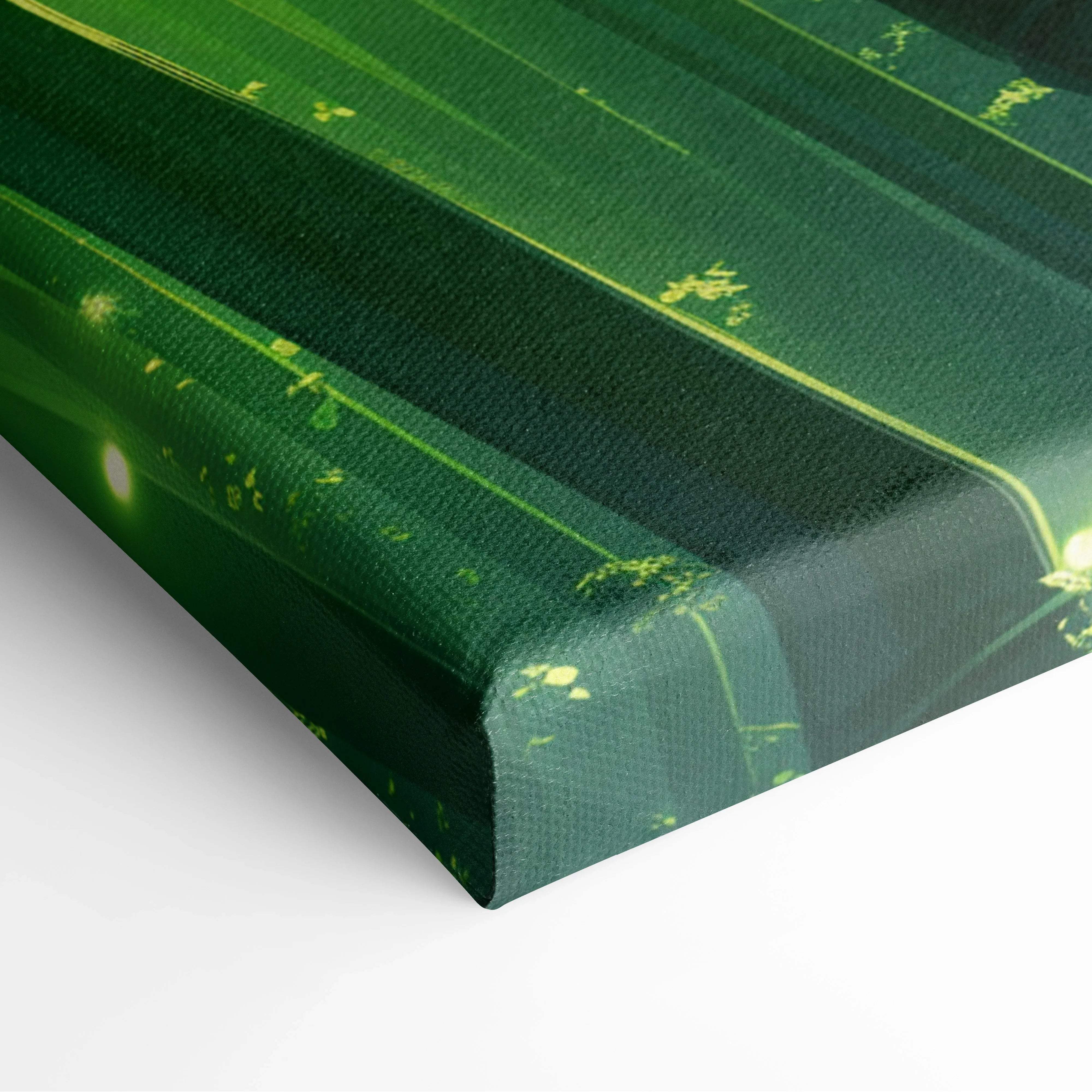 Emerald Bamboo Grove canvas wall art with textured green leaf design