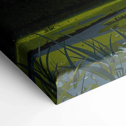 Citadel of the Verdant Vale canvas art with painterly castle amid green landscape