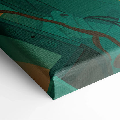 Teal brown abstract textured canvas print Lo Fi Coder neon cozy desk art