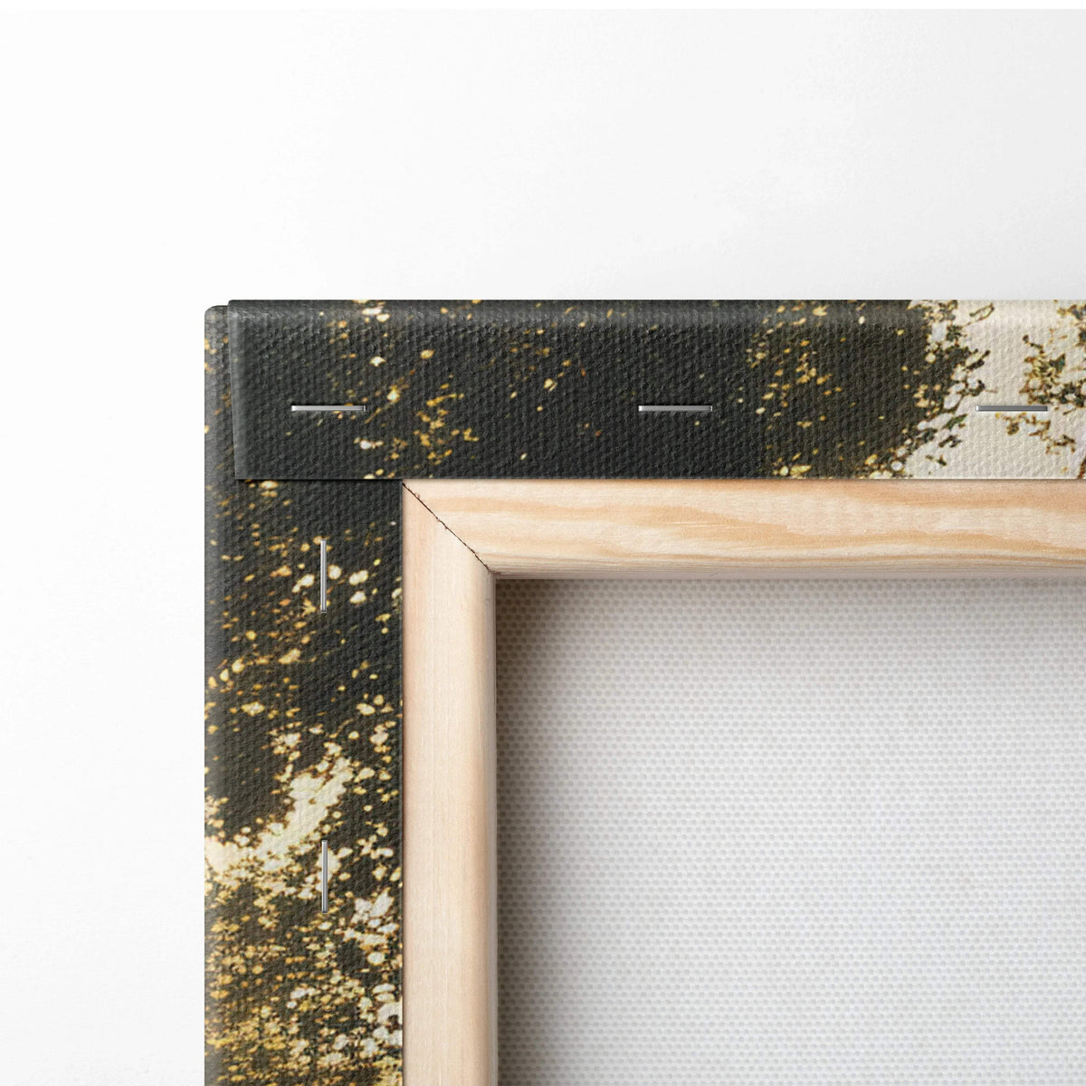Golden Hour Cottage canvas wall art with light wood frame and speckled border