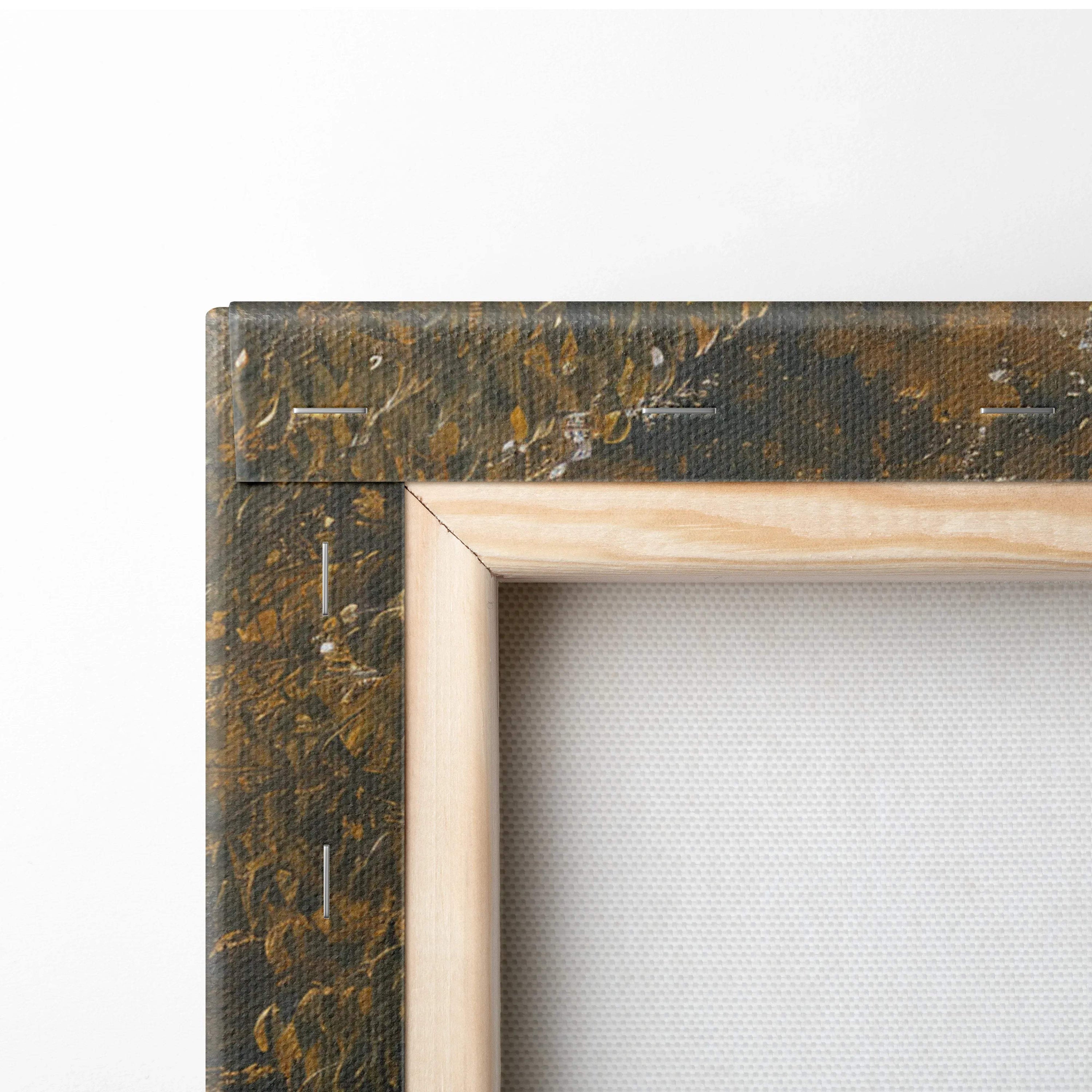 Rustic green gold distressed canvas frame for Pastoral Autumn Haven wall art