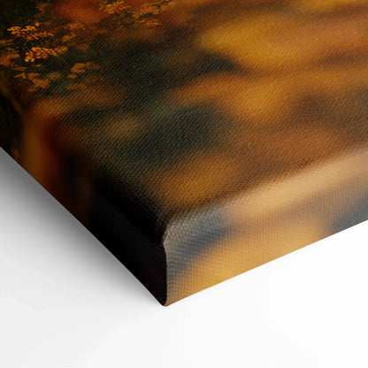 Pastoral Autumn Haven Cottage canvas print with textured orange gold foliage