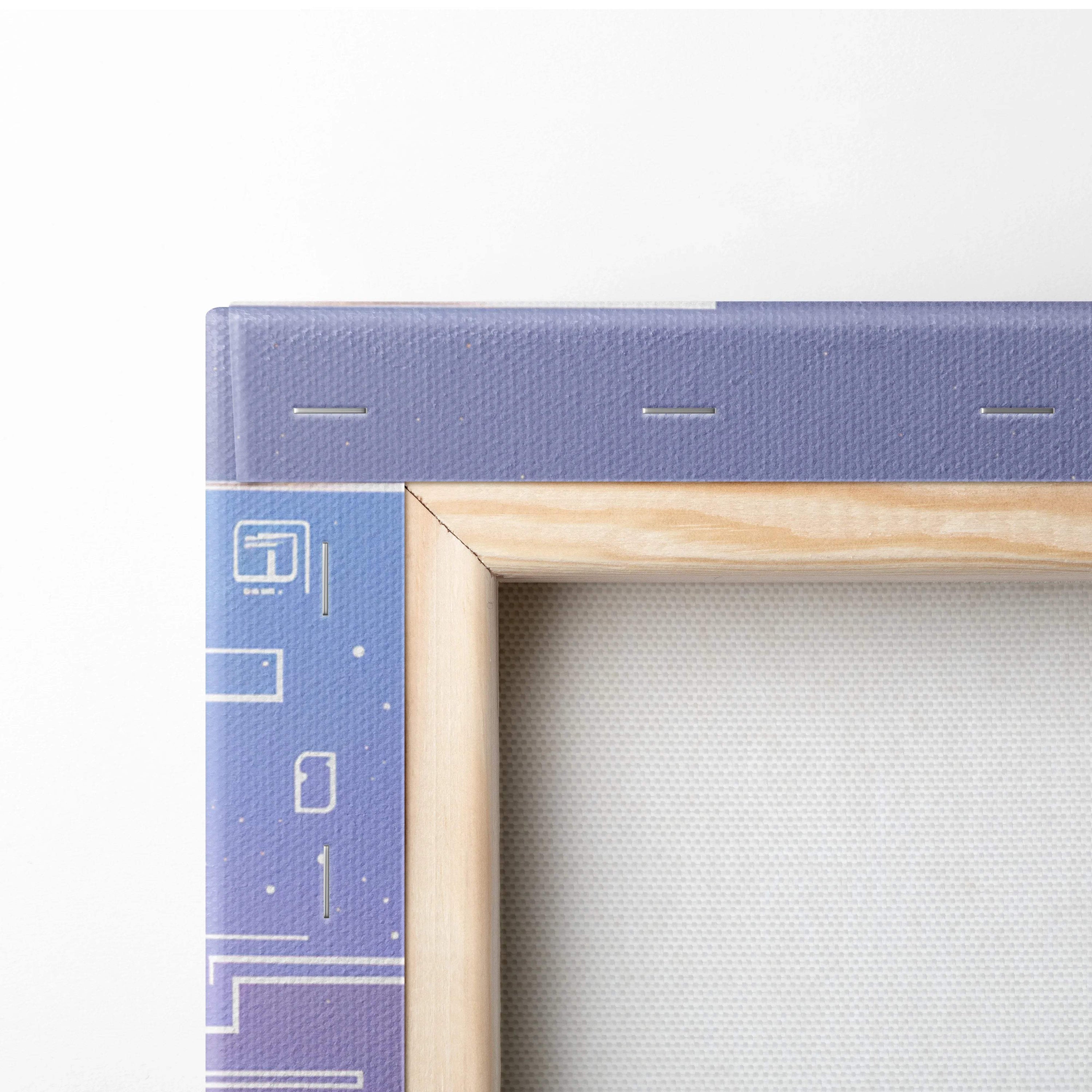 Purple frame with light wood edge for Pastel Cyber Fantasy Dragon canvas art