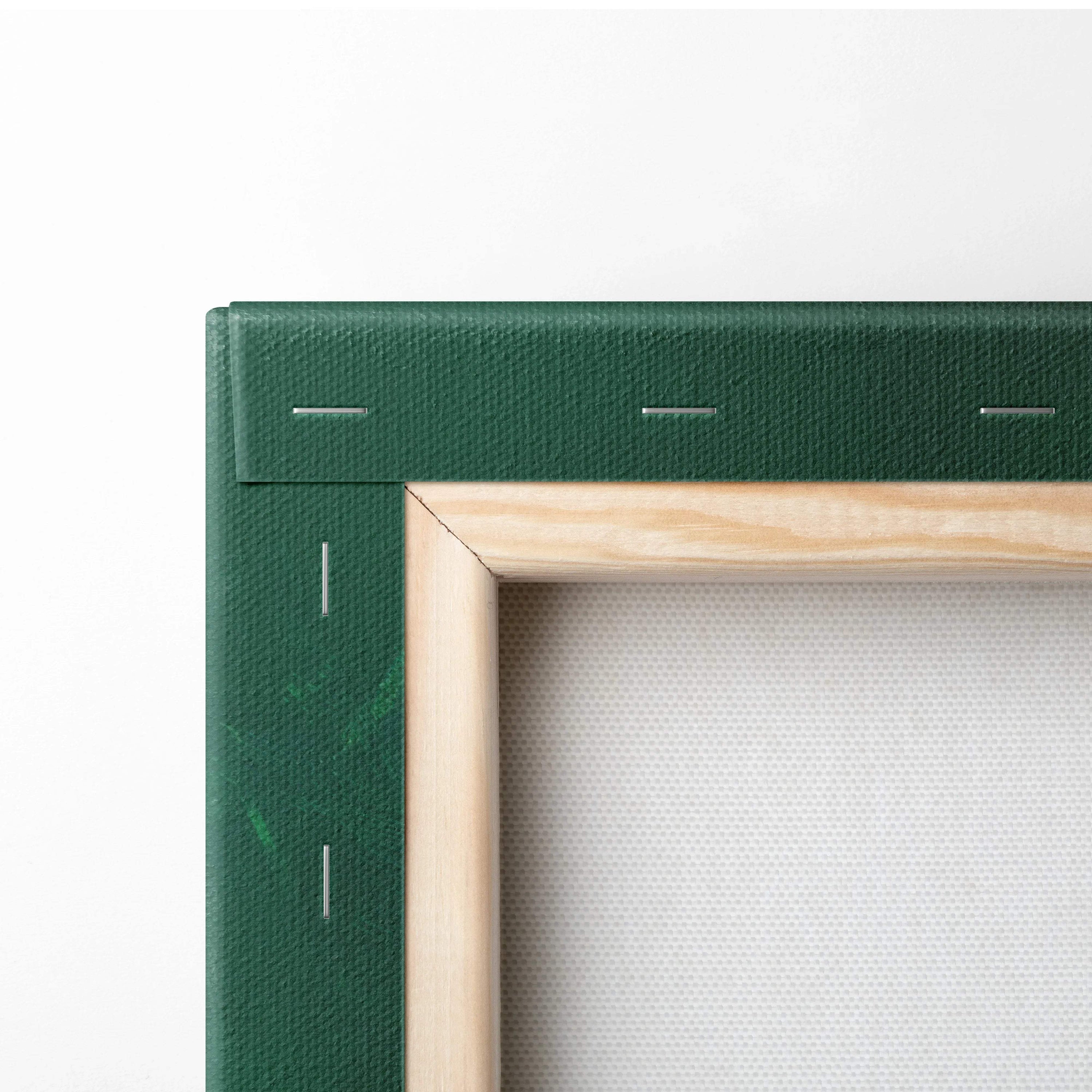 Green canvas on light wood frame of Silhouette On Ridge wall art