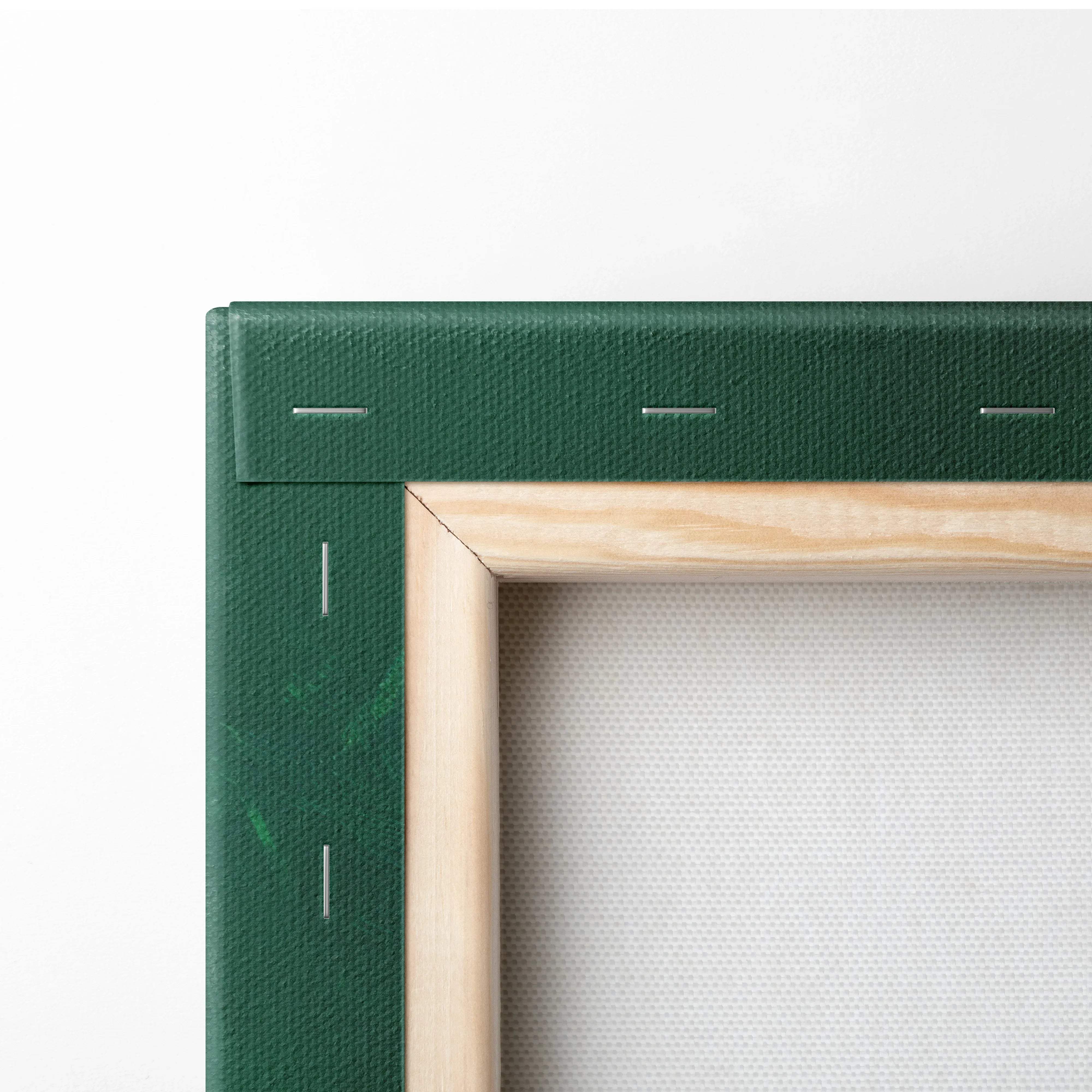 Green canvas on light wood frame of Silhouette On Ridge wall art