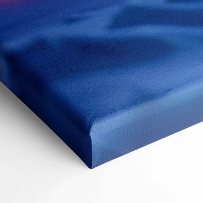 Deep blue textured canvas with glowing blue polar bear and neon wolves under starry night