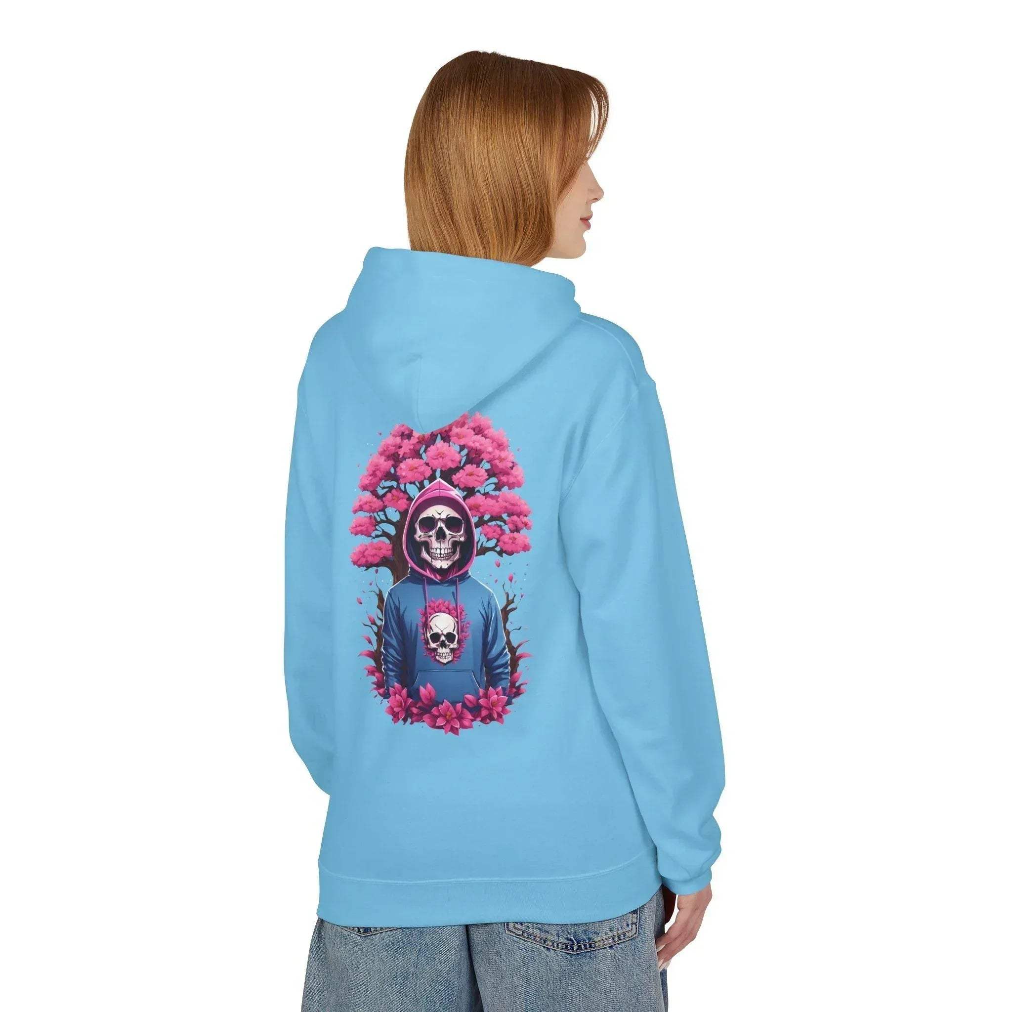 Cozy Chic Skull & Pink Floral Fleece Hoodie
