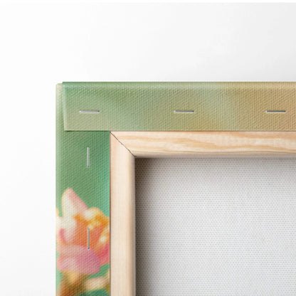 Back of Pastel Dream Jewel Toned Butterfly canvas with green beige gradient frame